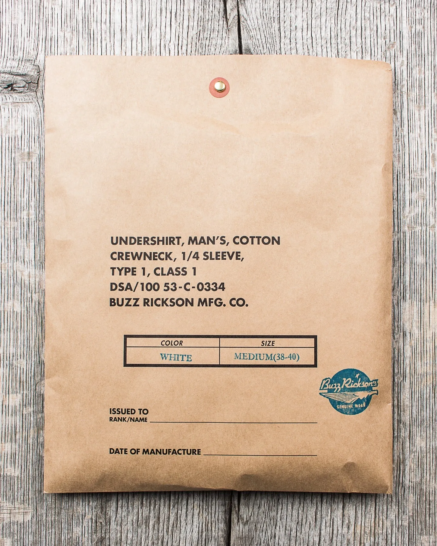 Buzz Rickson's Package T-Shirt Government Issue White BR78960