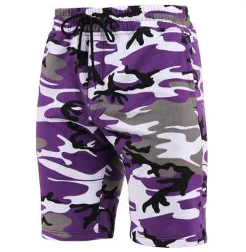Camo And Solid Color Sweatshorts