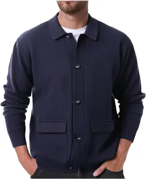 Cardigan Sweater for Men Long Sleeve Knitted Cardigan Button Down Sweater Lapel Collar Casual Outerwear Cardigan Tops
