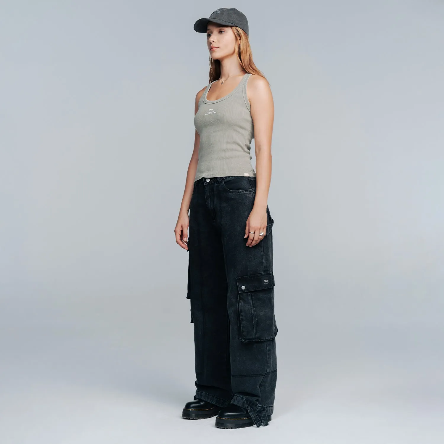 Cargo Multi-Pocket Pants - Washed Black