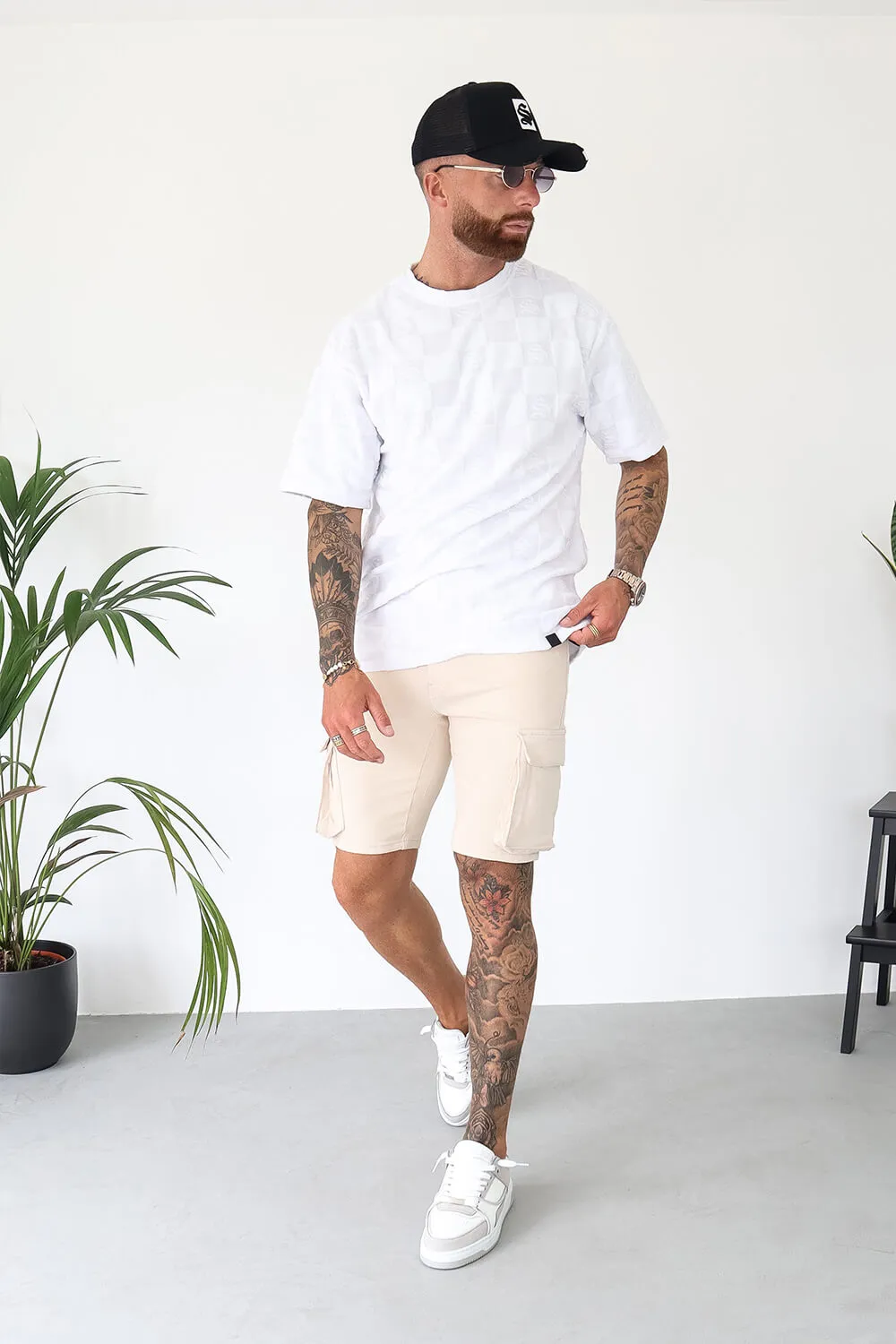 Cargo Utility Denim Shorts - Sand
