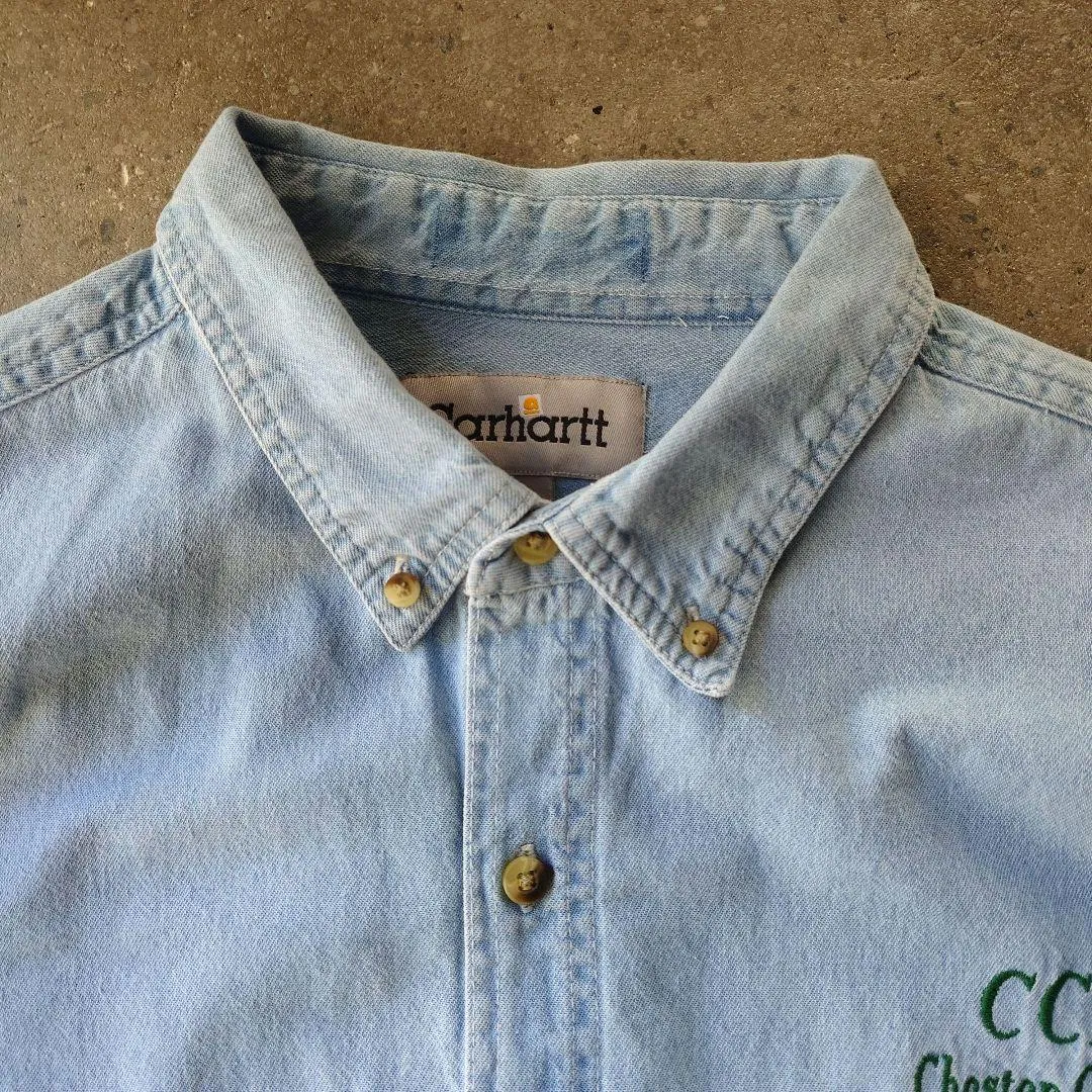 carhartt denim work shirts カーハート　デニム　ワンポイント　ロゴシャツ