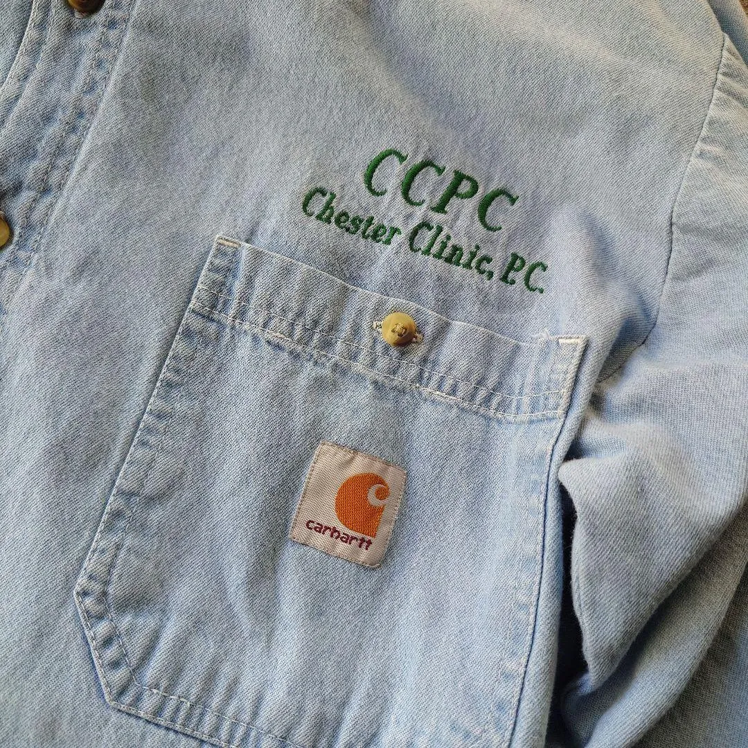 carhartt denim work shirts カーハート　デニム　ワンポイント　ロゴシャツ