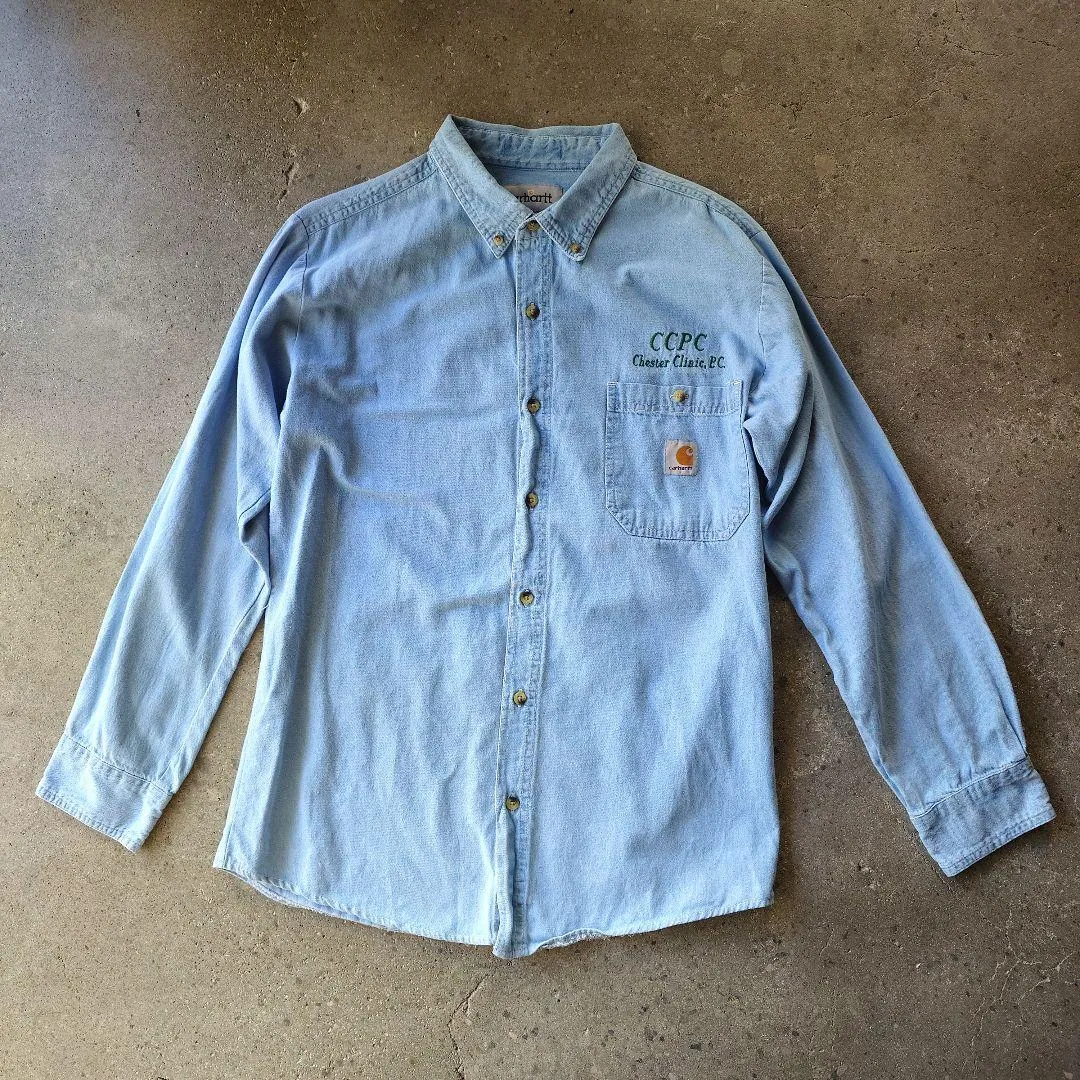 carhartt denim work shirts カーハート　デニム　ワンポイント　ロゴシャツ