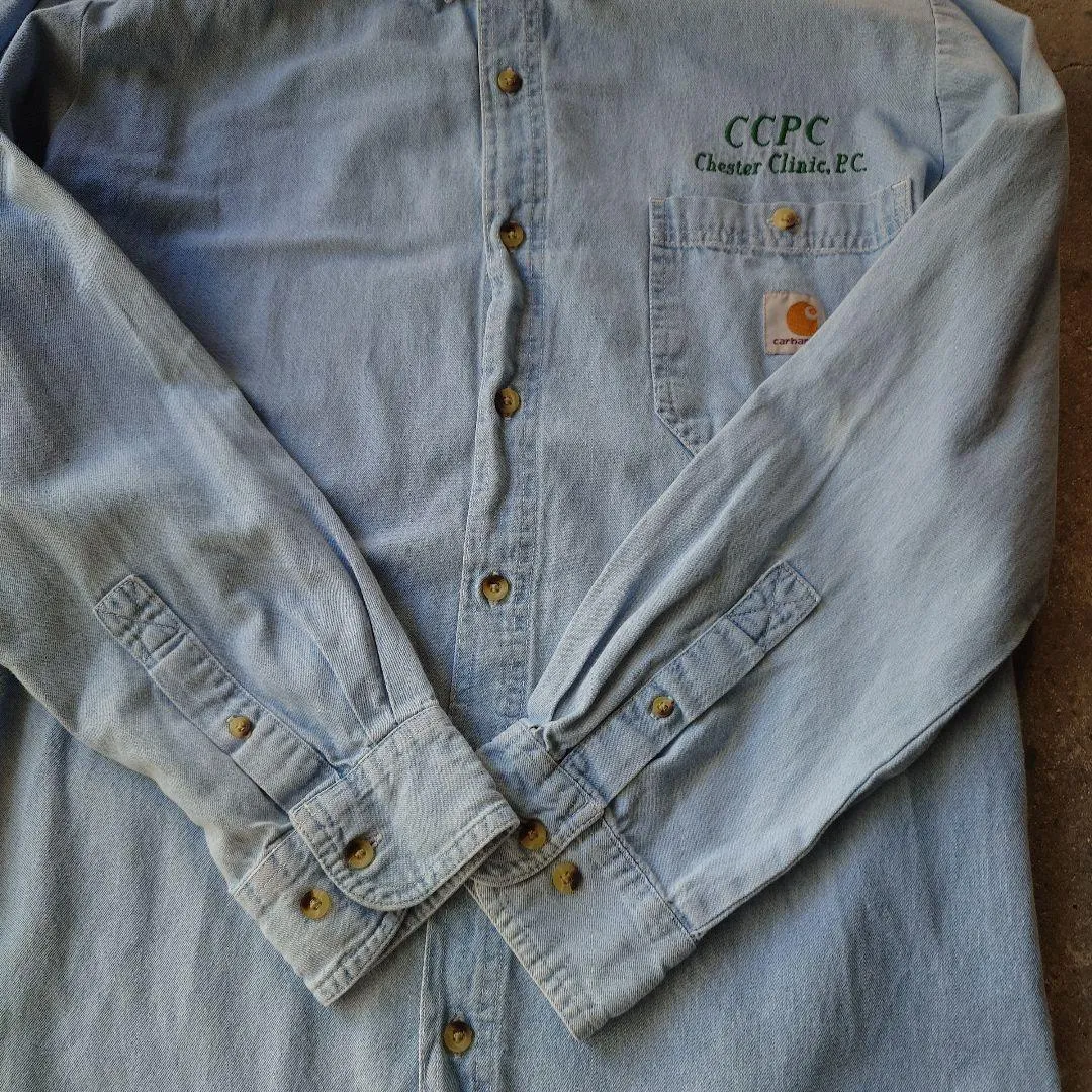 carhartt denim work shirts カーハート　デニム　ワンポイント　ロゴシャツ