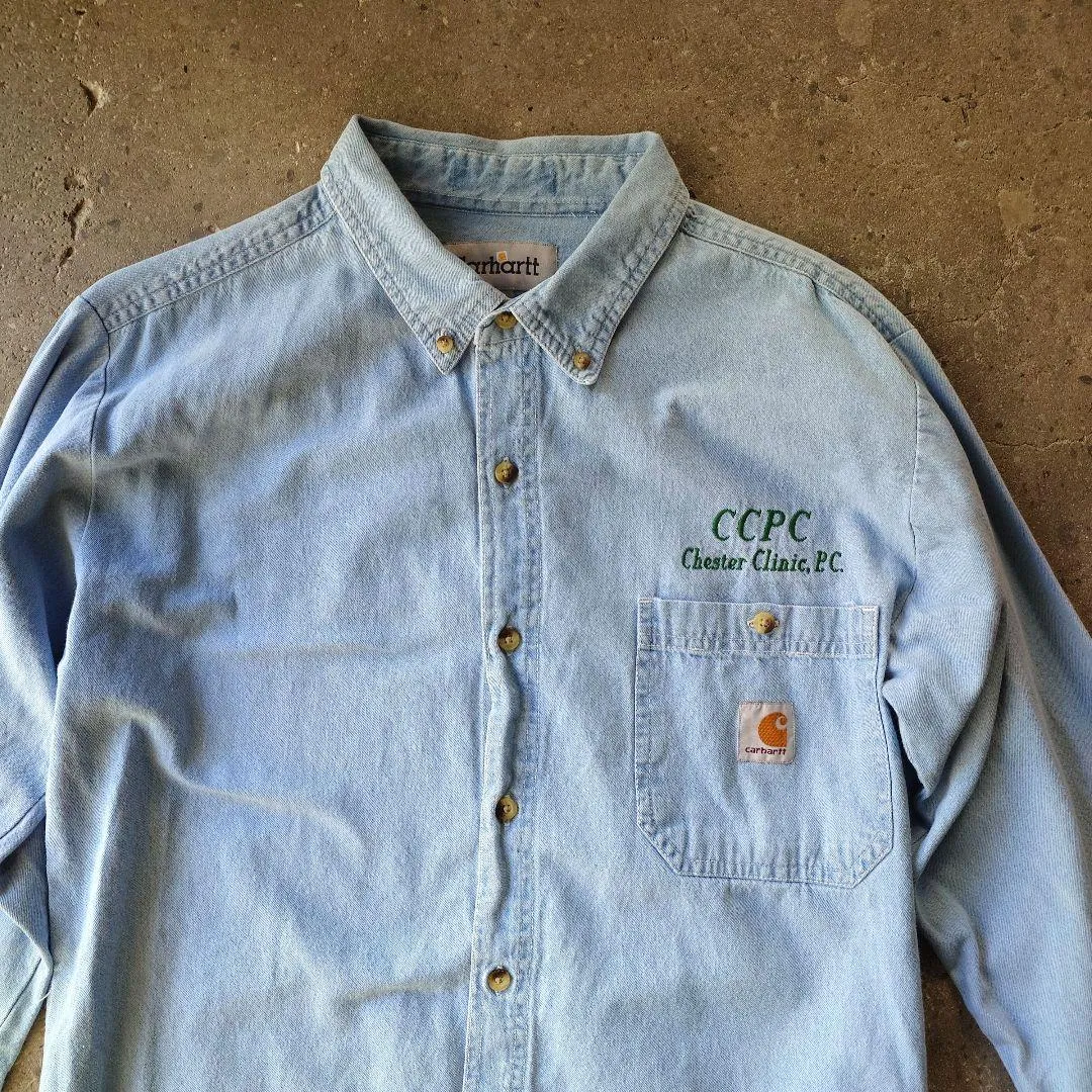carhartt denim work shirts カーハート　デニム　ワンポイント　ロゴシャツ