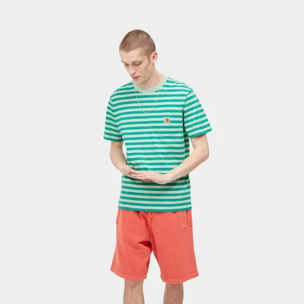 Carhartt WIP Scotty Stripe Pocket T-Shirt Caribbean Pale Spearmint
