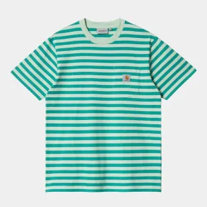 Carhartt WIP Scotty Stripe Pocket T-Shirt Caribbean Pale Spearmint