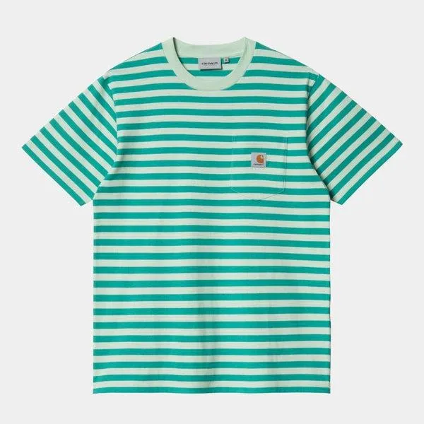 Carhartt WIP Scotty Stripe Pocket T-Shirt Caribbean Pale Spearmint