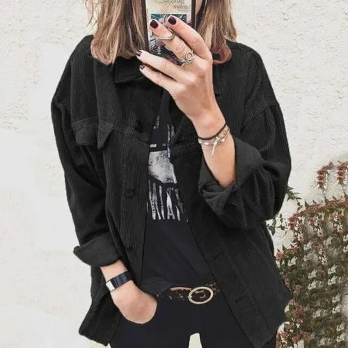 Casual Corduroy Jacket Long Sleeve Coat