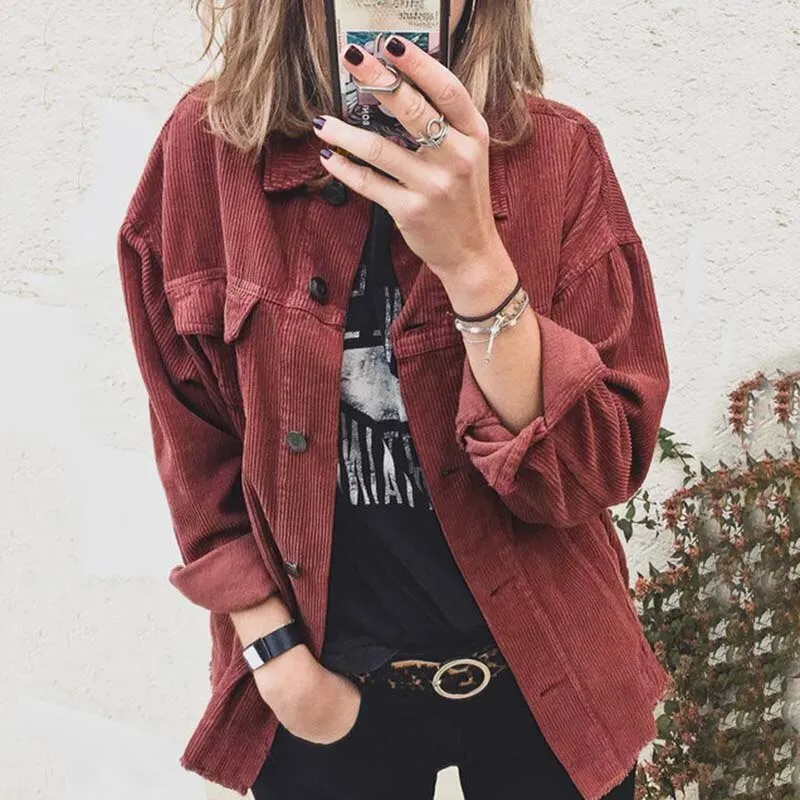 Casual Corduroy Jacket Long Sleeve Coat
