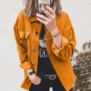 Casual Corduroy Jacket Long Sleeve Coat
