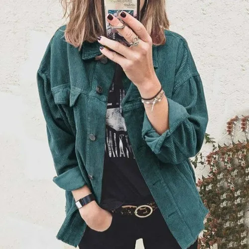 Casual Corduroy Jacket Long Sleeve Coat