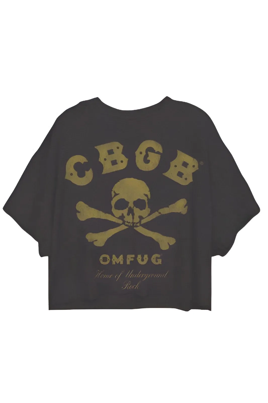 CBGB- Skull Patch & Logo Print Oversized Crop Tee