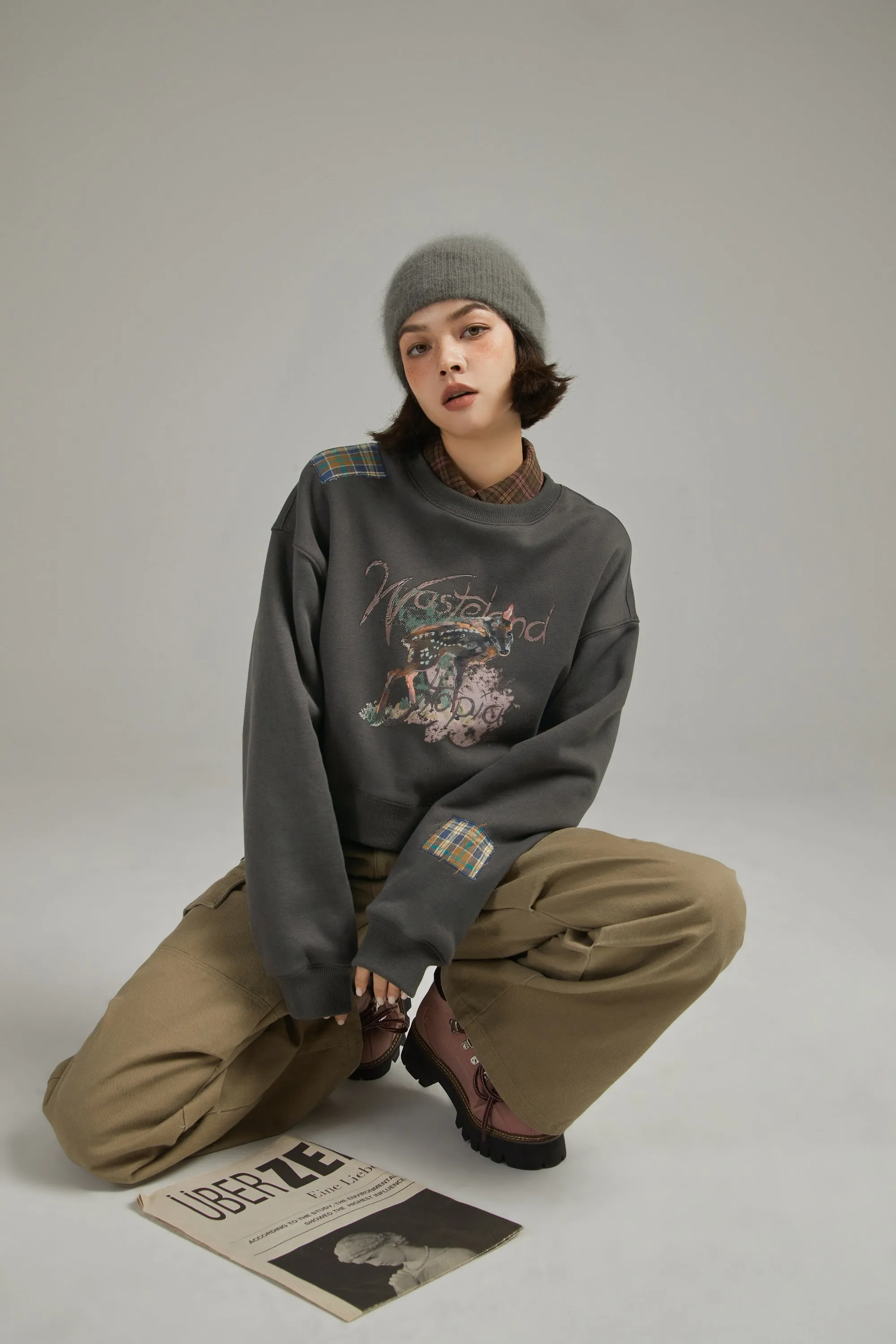Check Patch Vintage Sweatshirt