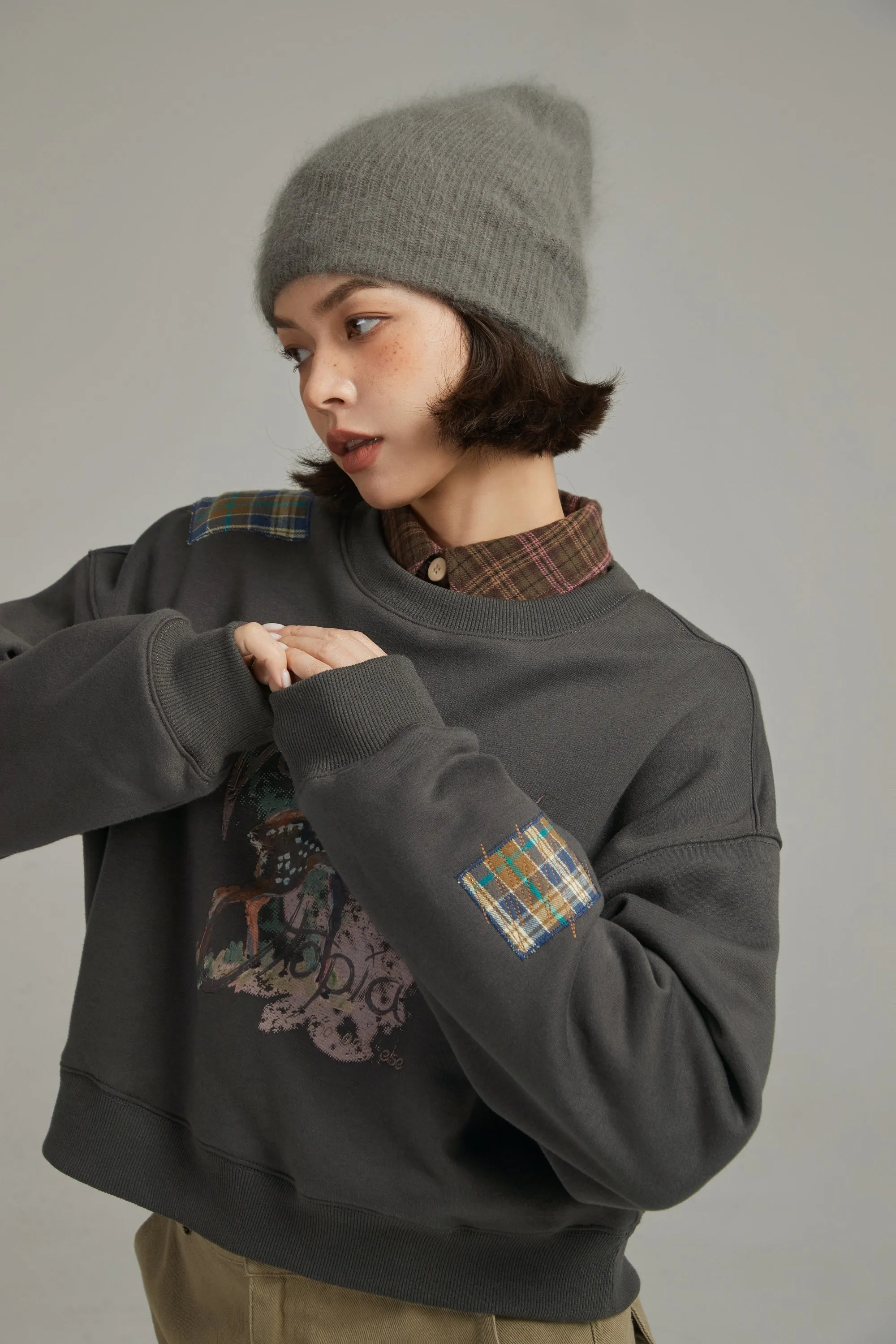 Check Patch Vintage Sweatshirt