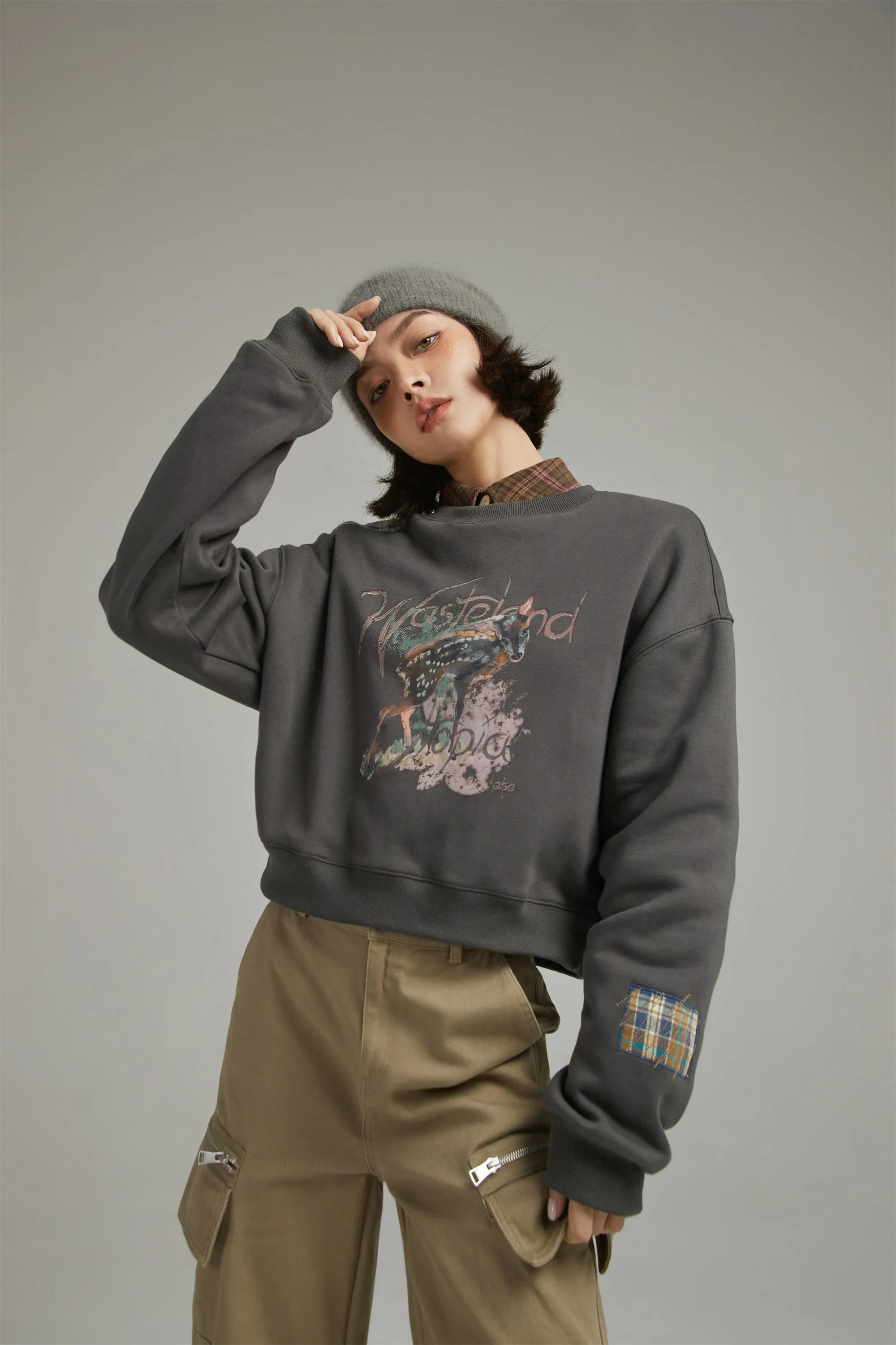 Check Patch Vintage Sweatshirt