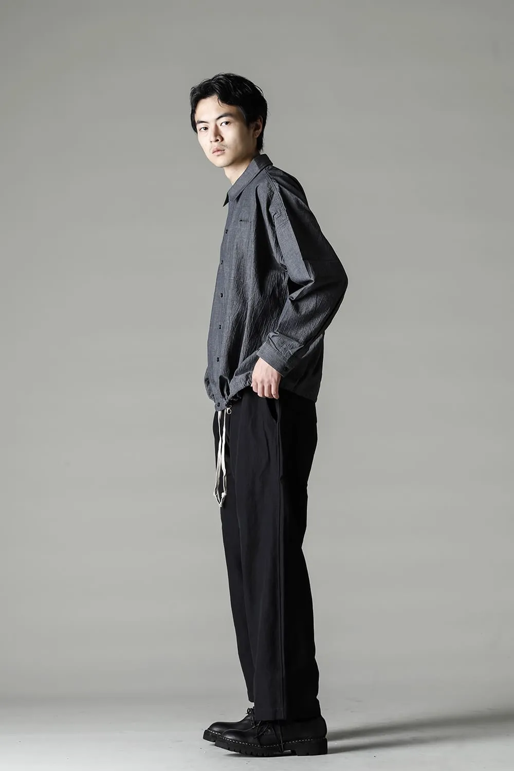 CHINO TROUSERS Wool Flax Twill Black