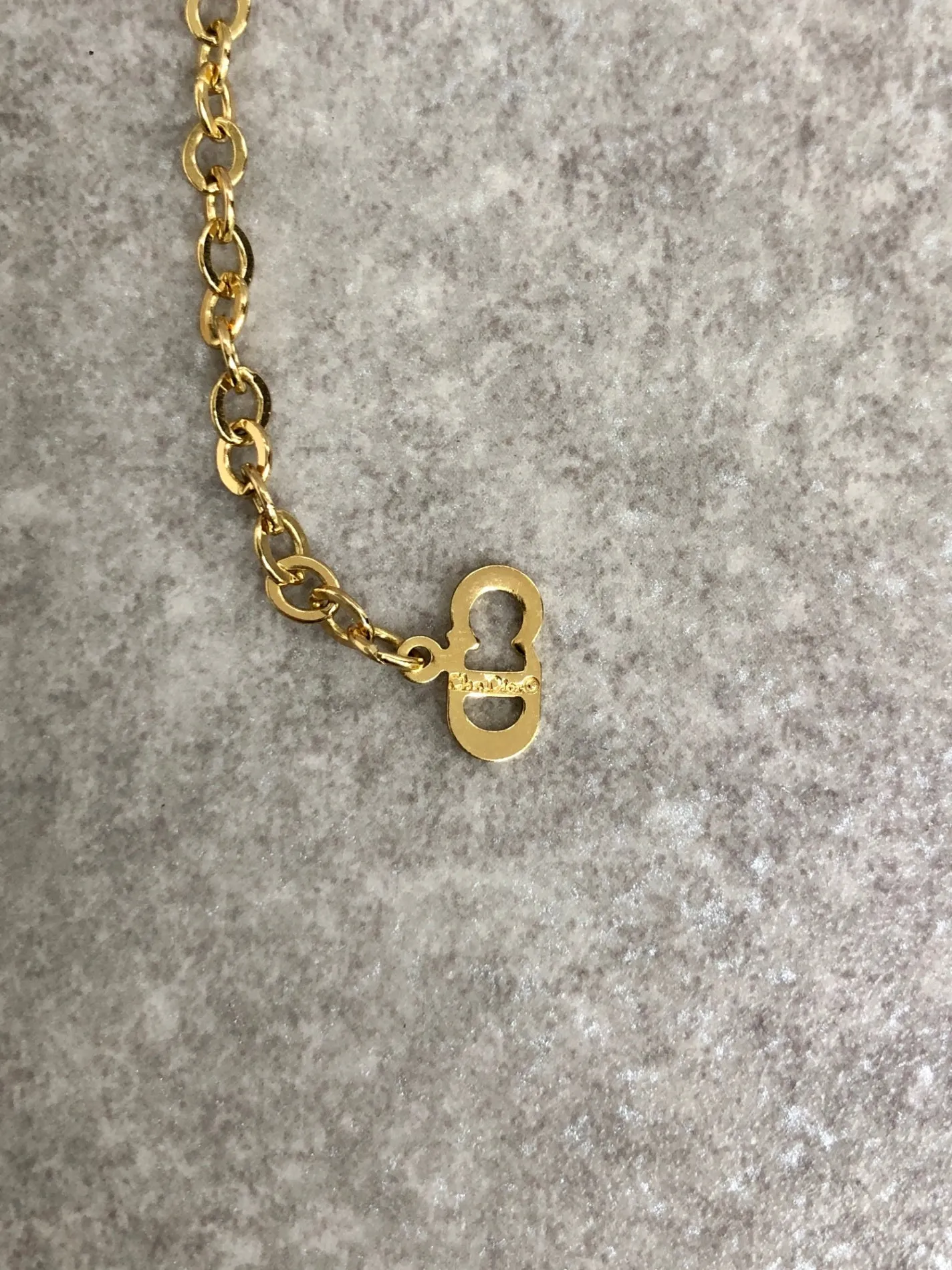 Christian Dior Emblem Rhinestone Necklace Gold Vintage vcjfee