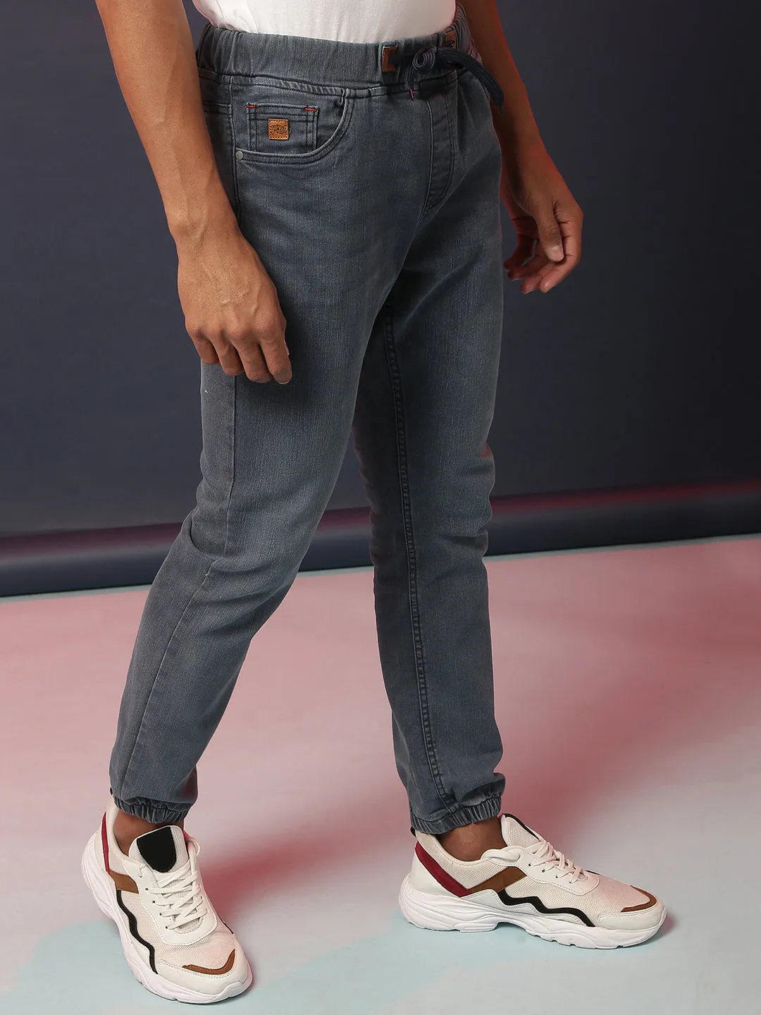 Cinched Hem Denim Jeans