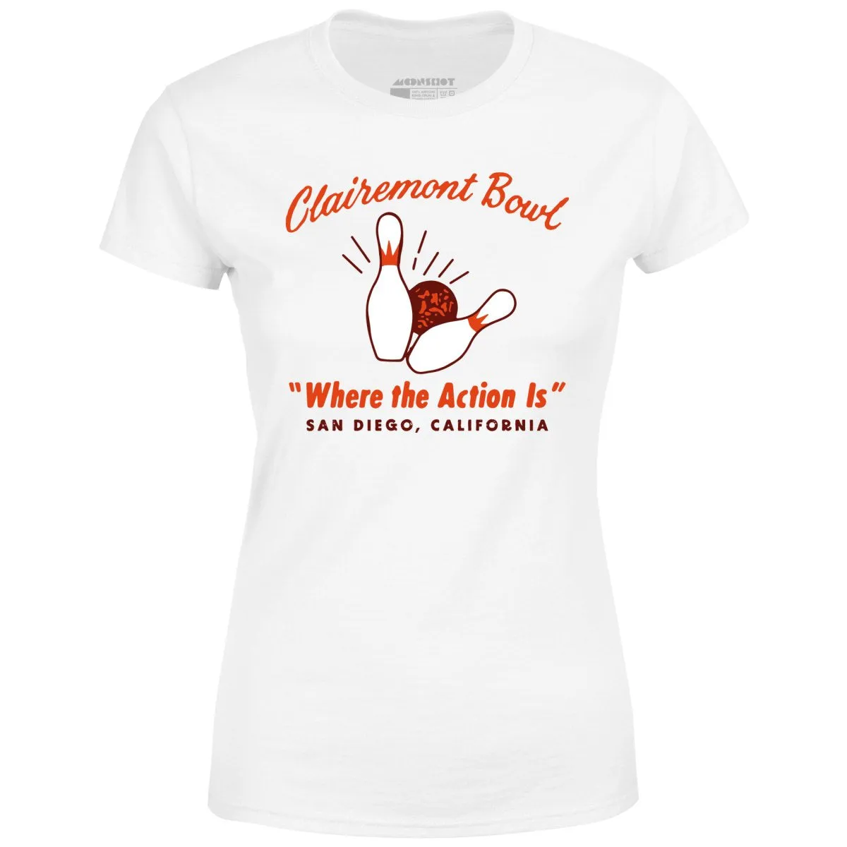 Clairemont Bowl - San Diego, CA - Vintage Bowling Alley - Women's T-Shirt