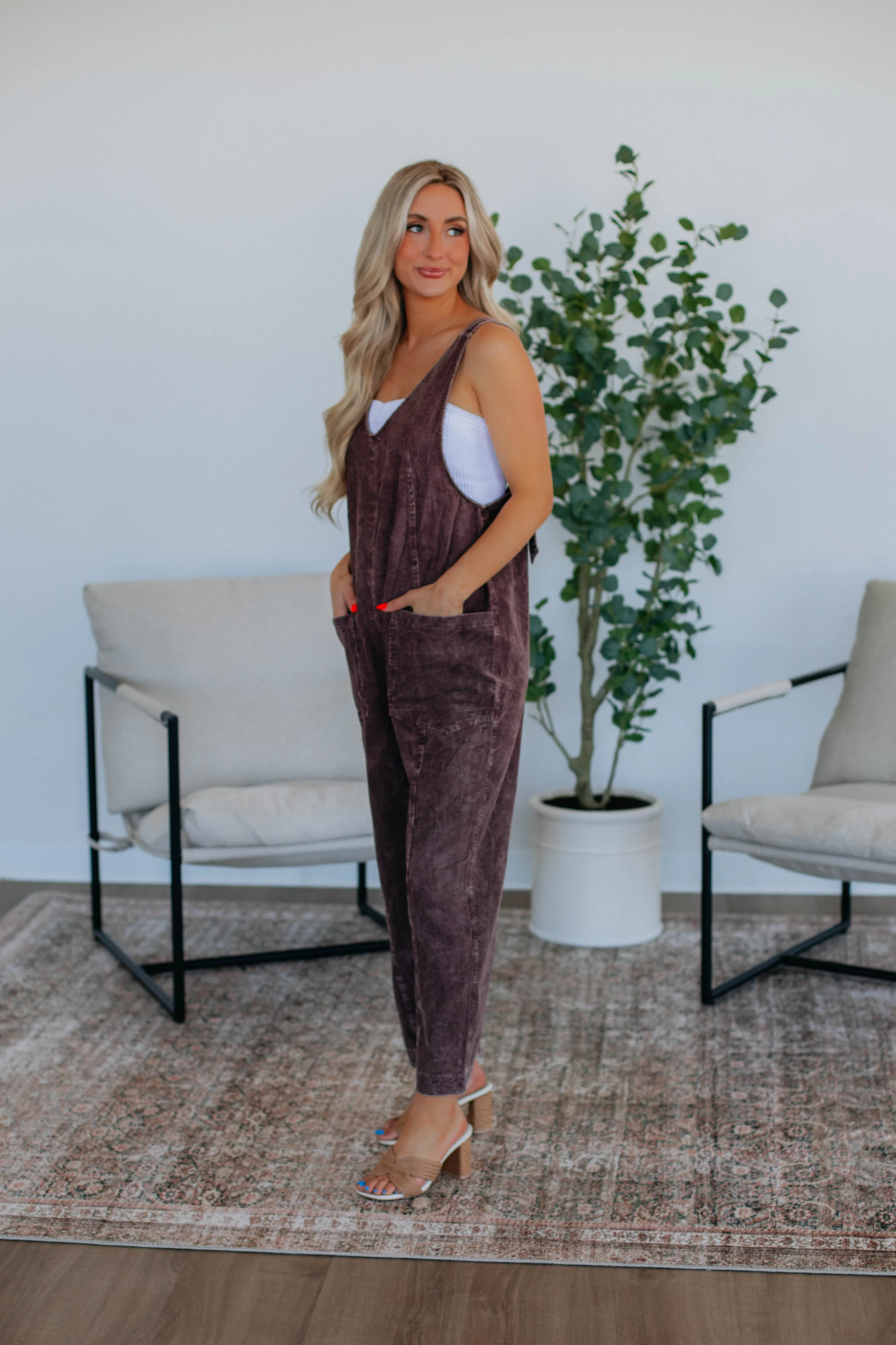 Coleman Corduroy Overalls - Plum