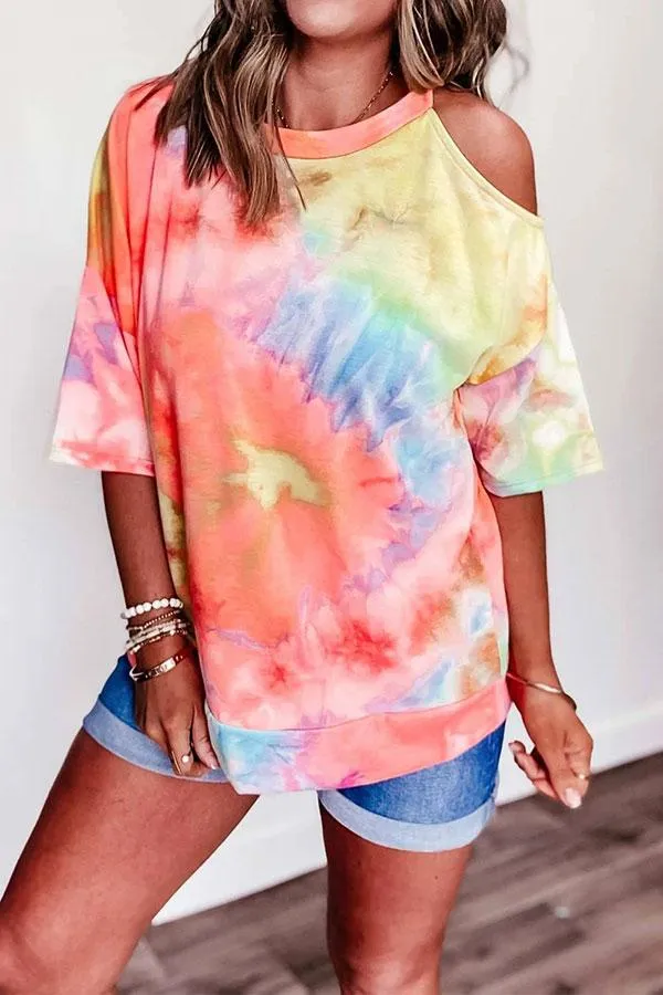 Colorful Round Neck Tie Dye T-Shirt