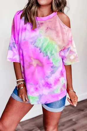 Colorful Round Neck Tie Dye T-Shirt