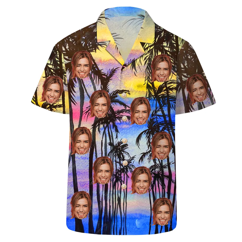 Colorful Sunset Print Customized Men's Shirts & Beach Shorts Summer Casual Wear