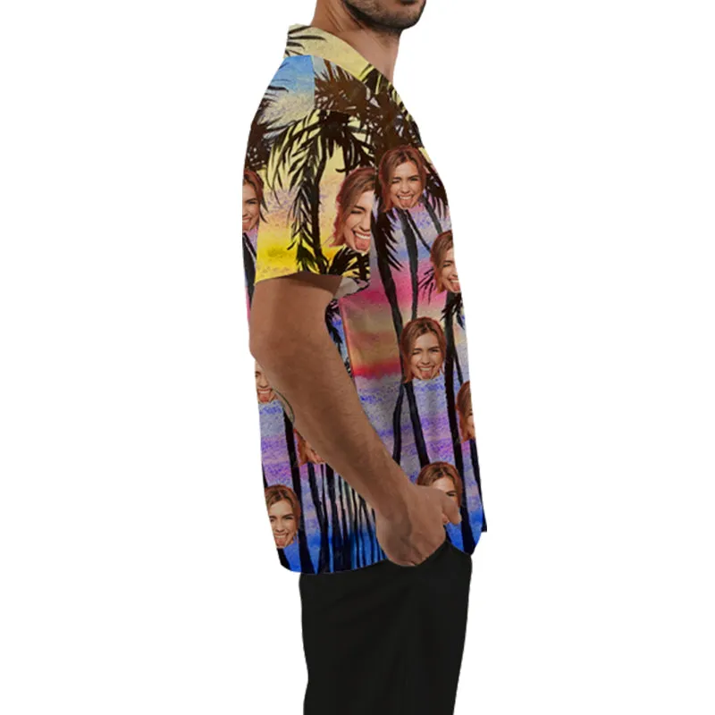 Colorful Sunset Print Customized Men's Shirts & Beach Shorts Summer Casual Wear