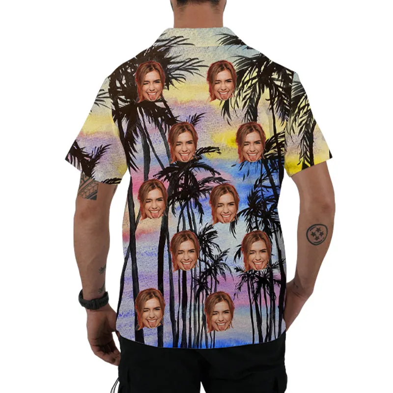 Colorful Sunset Print Customized Men's Shirts & Beach Shorts Summer Casual Wear