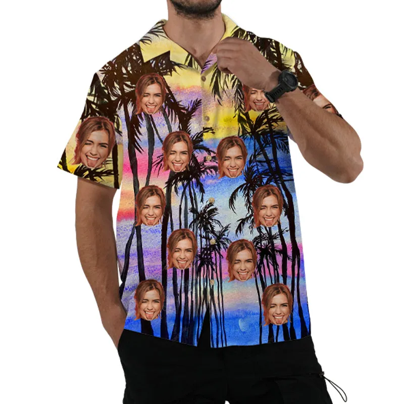 Colorful Sunset Print Customized Men's Shirts & Beach Shorts Summer Casual Wear