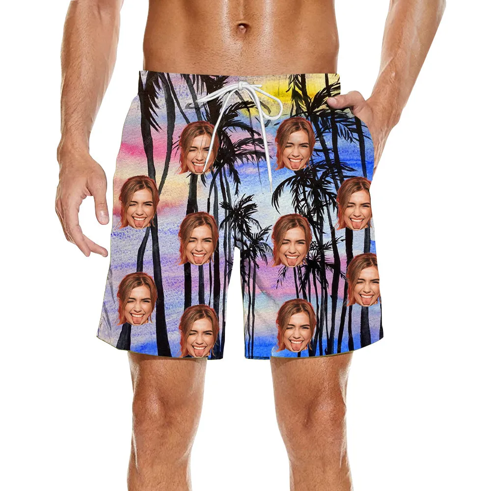 Colorful Sunset Print Customized Men's Shirts & Beach Shorts Summer Casual Wear