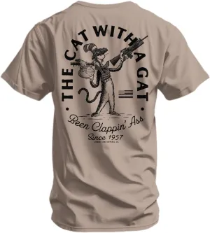 Combat Iron Men's Graphic Tees | The Cat with A Gat | Mens Graphic T-Shirts