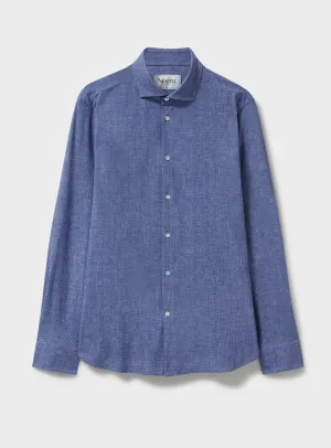 Comfort Shirt Blue Slub Cut Away Shirt