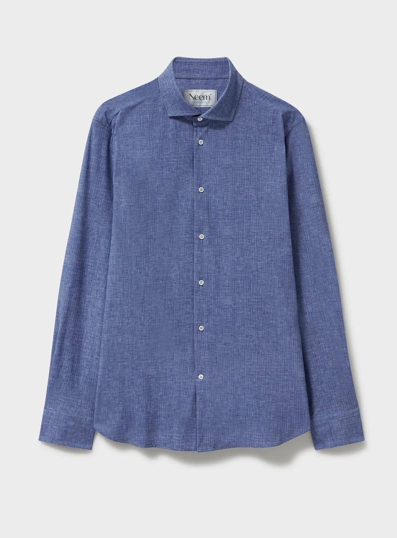 Comfort Shirt Blue Slub Cut Away Shirt
