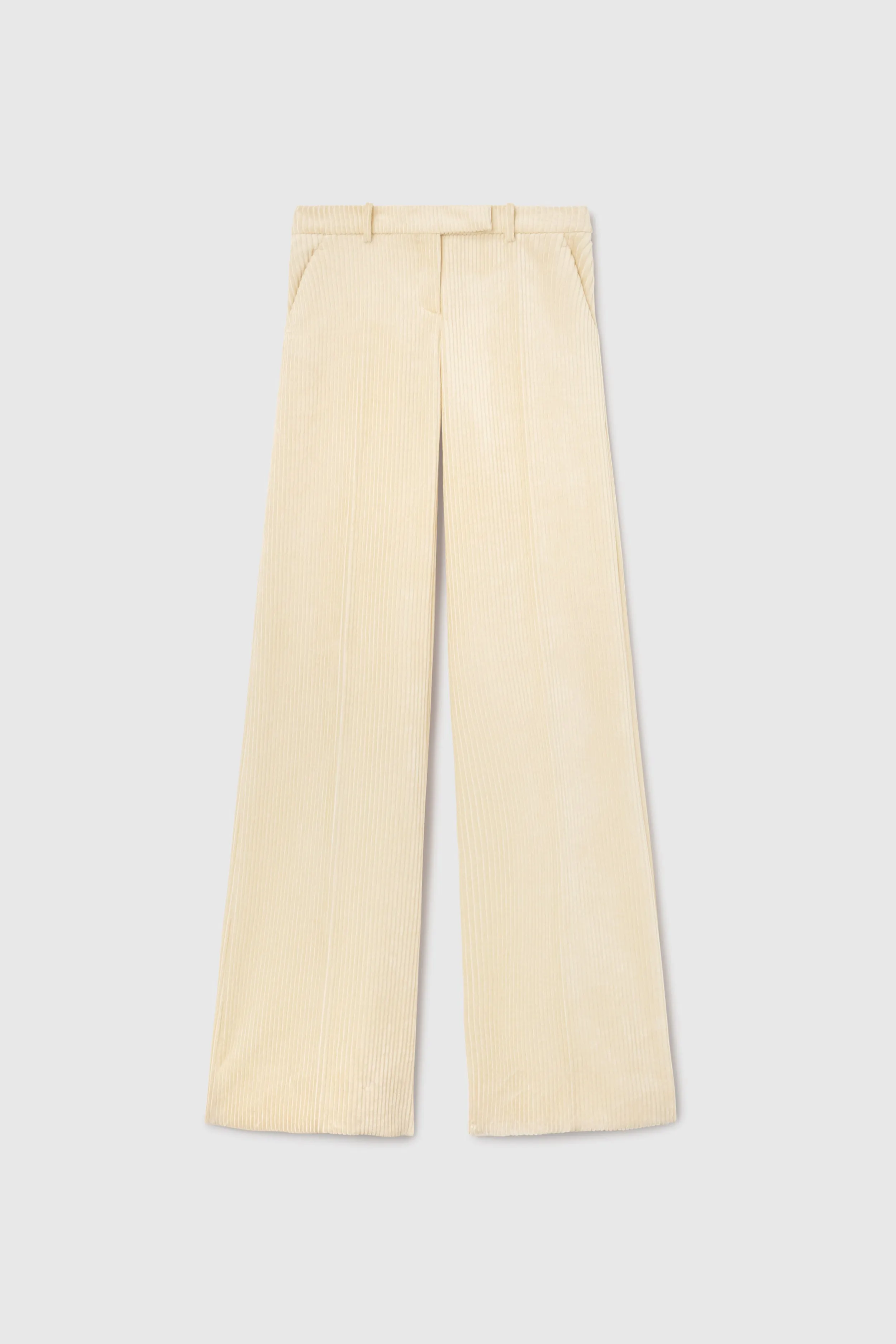 Corduroy bootcut trousers.