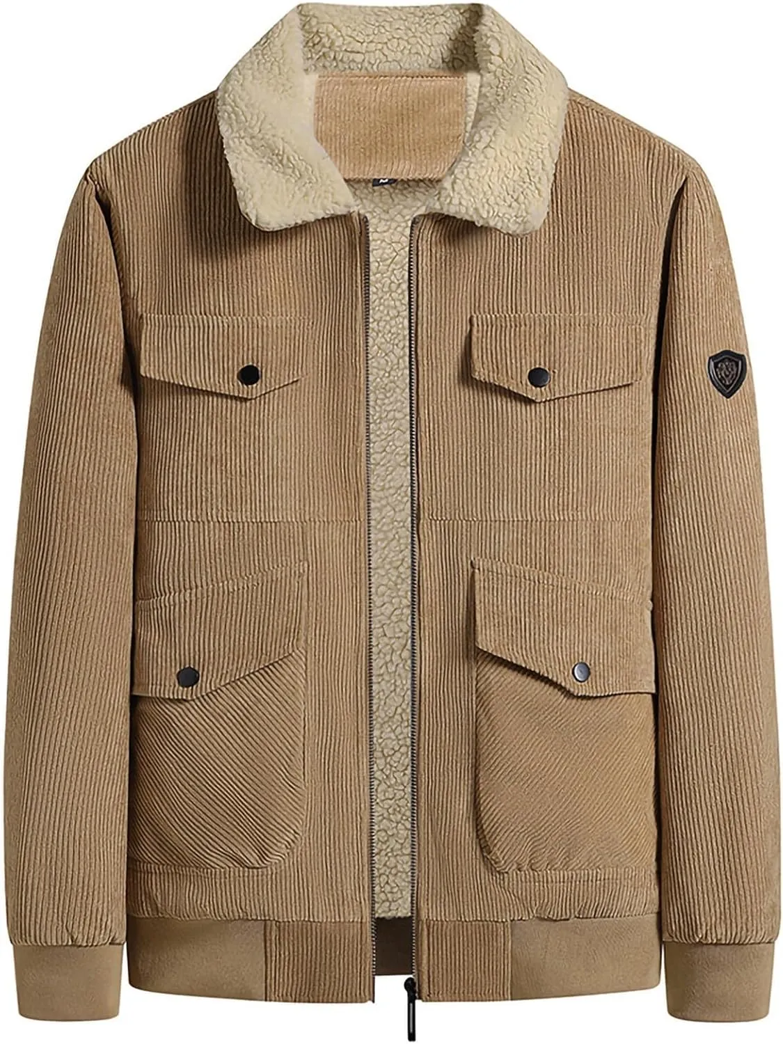 Corduroy Jackets for Men Winter Coats Warm Sherpa Lined Jacket Casual Outerwear with Pocket Fleece Jacket 2024