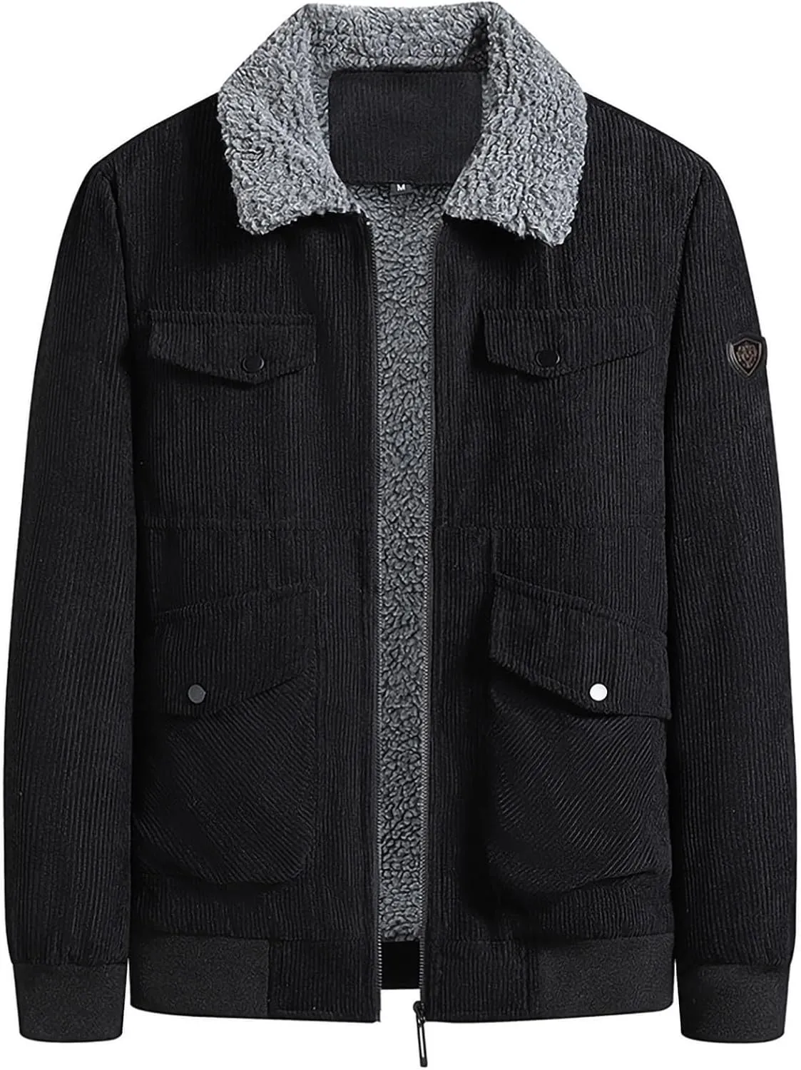 Corduroy Jackets for Men Winter Coats Warm Sherpa Lined Jacket Casual Outerwear with Pocket Fleece Jacket 2024