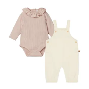 Corduroy Overalls & Frilled Bodysuit Outfit