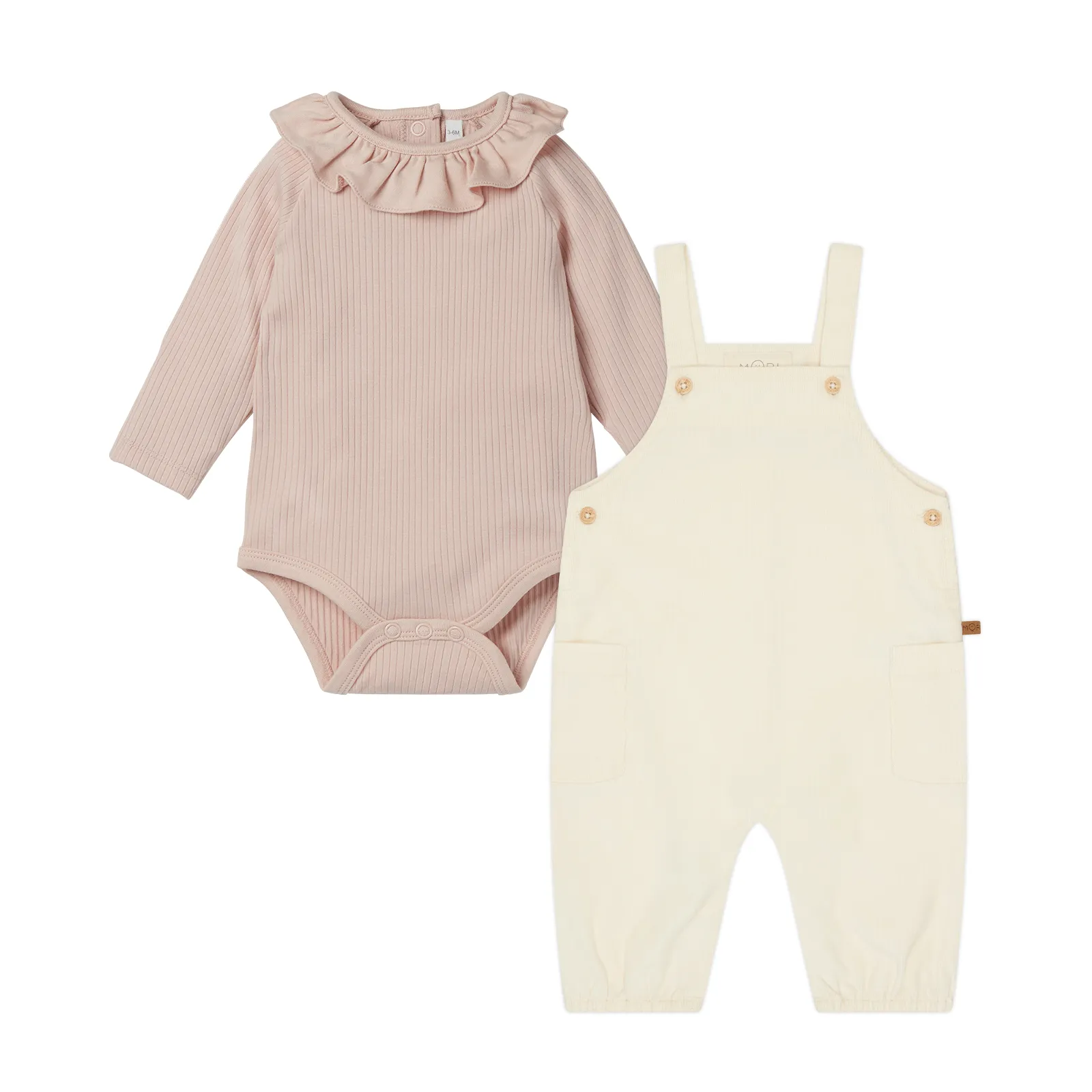 Corduroy Overalls & Frilled Bodysuit Outfit