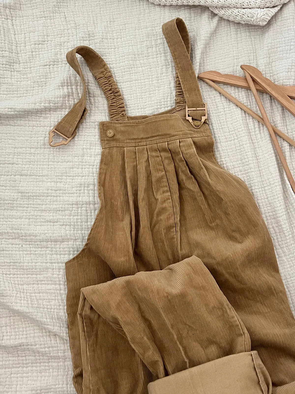 Corduroy Pleated Overalls (XL)