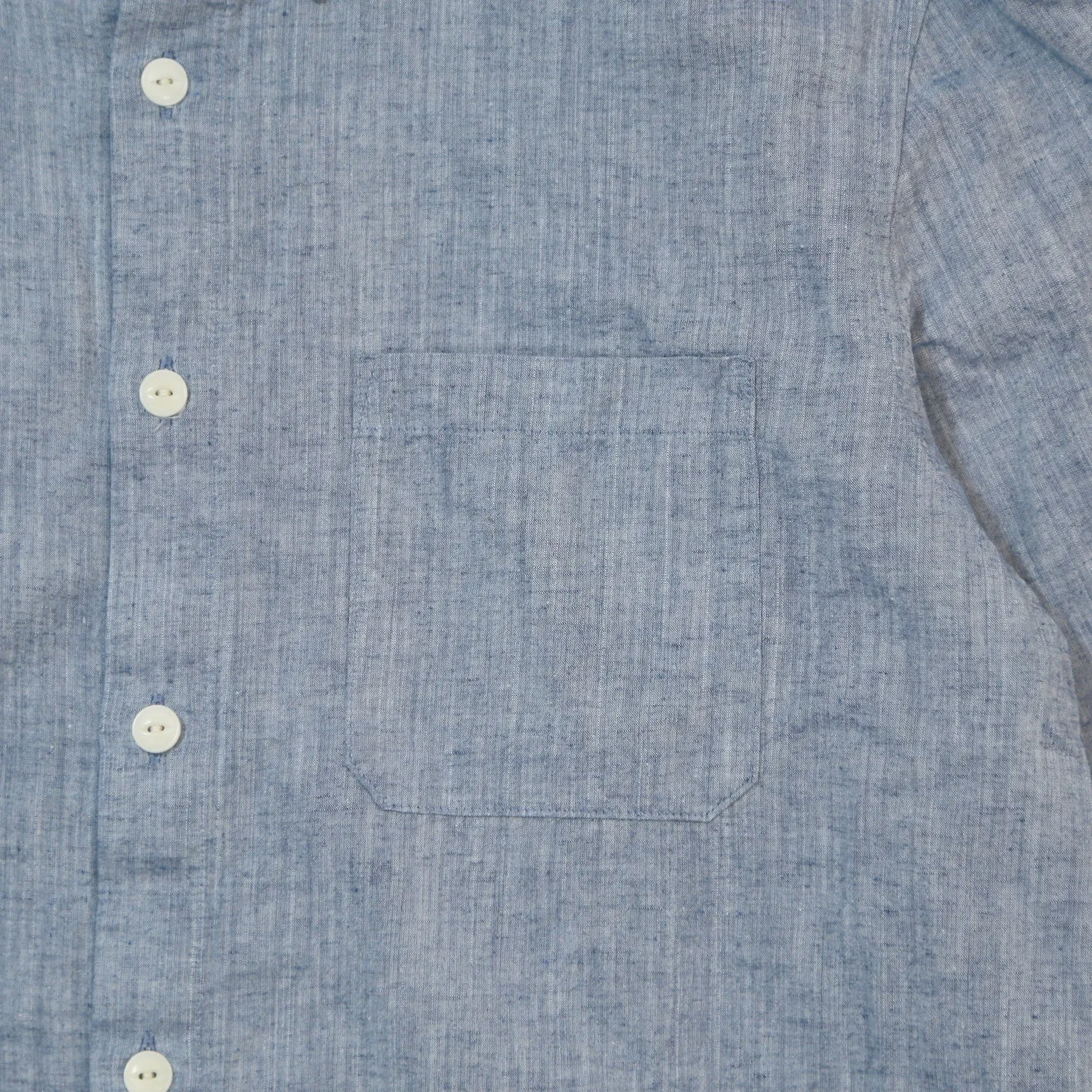 COTTON LINEN CHAMBRAY SHIRTS／ NAVY