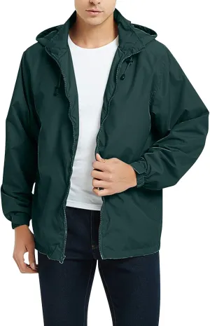 CRNTCEM Mens Waterproof Windbreaker Rain Jacket Lightweight Full Zip Water-Resistant Outdoor Running Hiking Hoodie Jackets