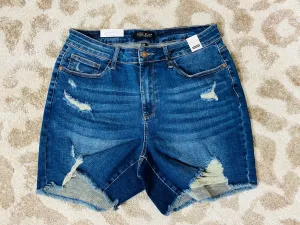 Curvy Judy Blue Hi-Rise Destroyed Cutoff Shorts