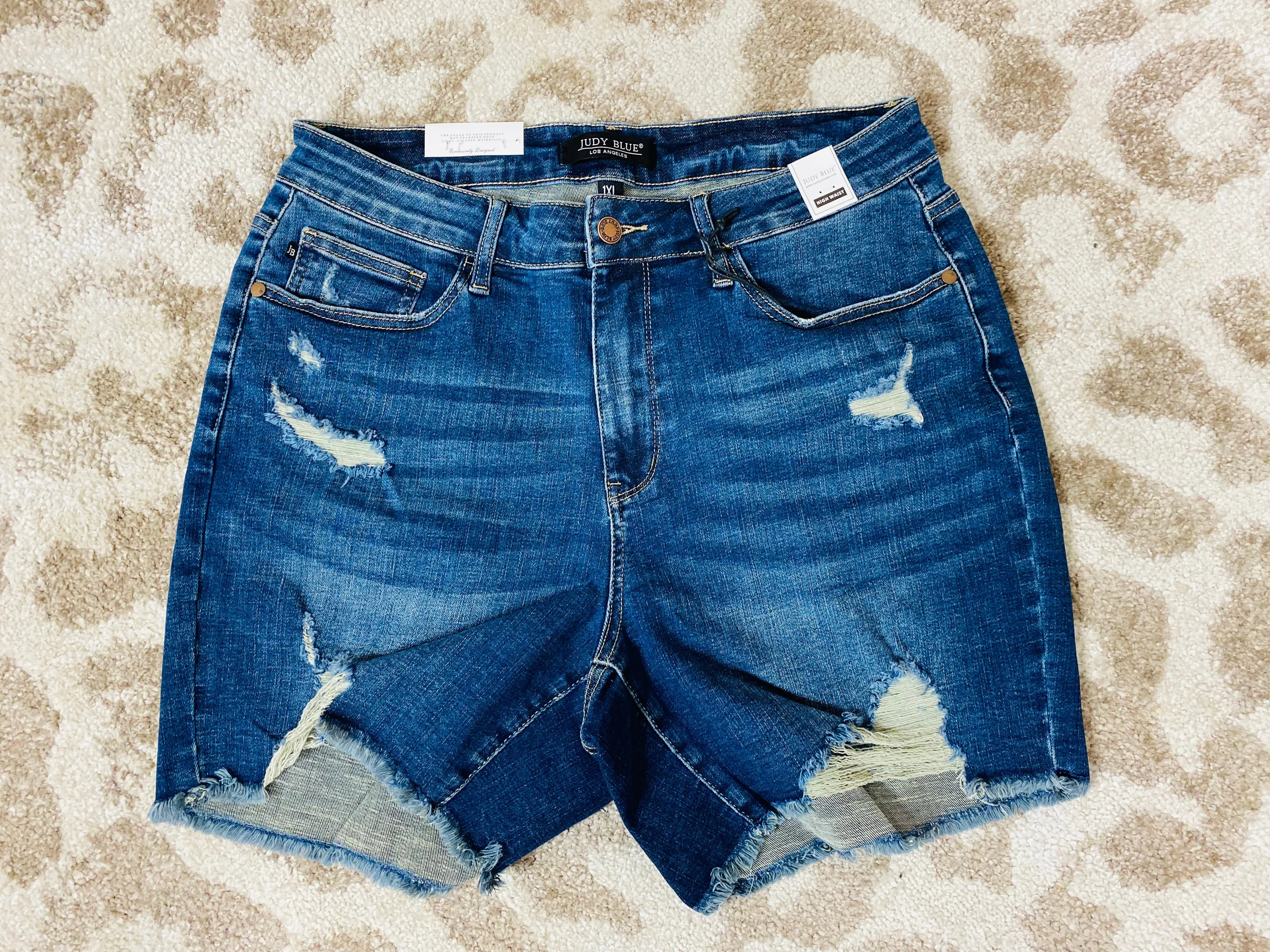 Curvy Judy Blue Hi-Rise Destroyed Cutoff Shorts