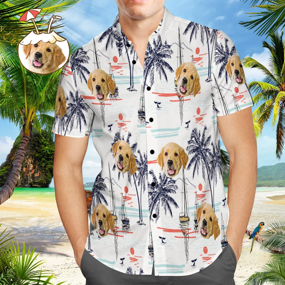 Custom Dog Face Hawaiian Shirt Custom Tropical Shirt Personalized Hawaiian Shirt