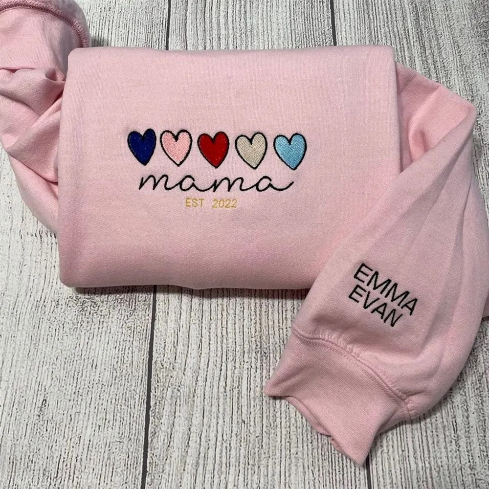 Custom Mama Embroidered Sweatshirt, Women's Embroidered Sweatshirts