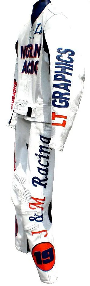 Custom Motorcycle Leather Racing Suit with Personal Name Number Hump Option