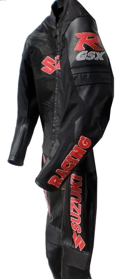 Custom Motorcycle Leather Racing Suit with Personal Name Number Hump Option